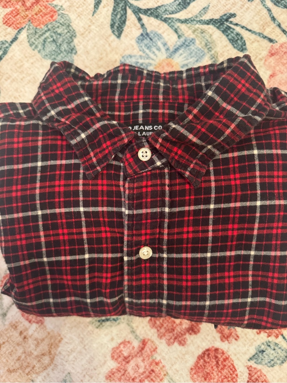 Vintage Polo Jeans Co. Ralph Lauren red and black plaid cotton flannel shirt - Picture 4 of 5